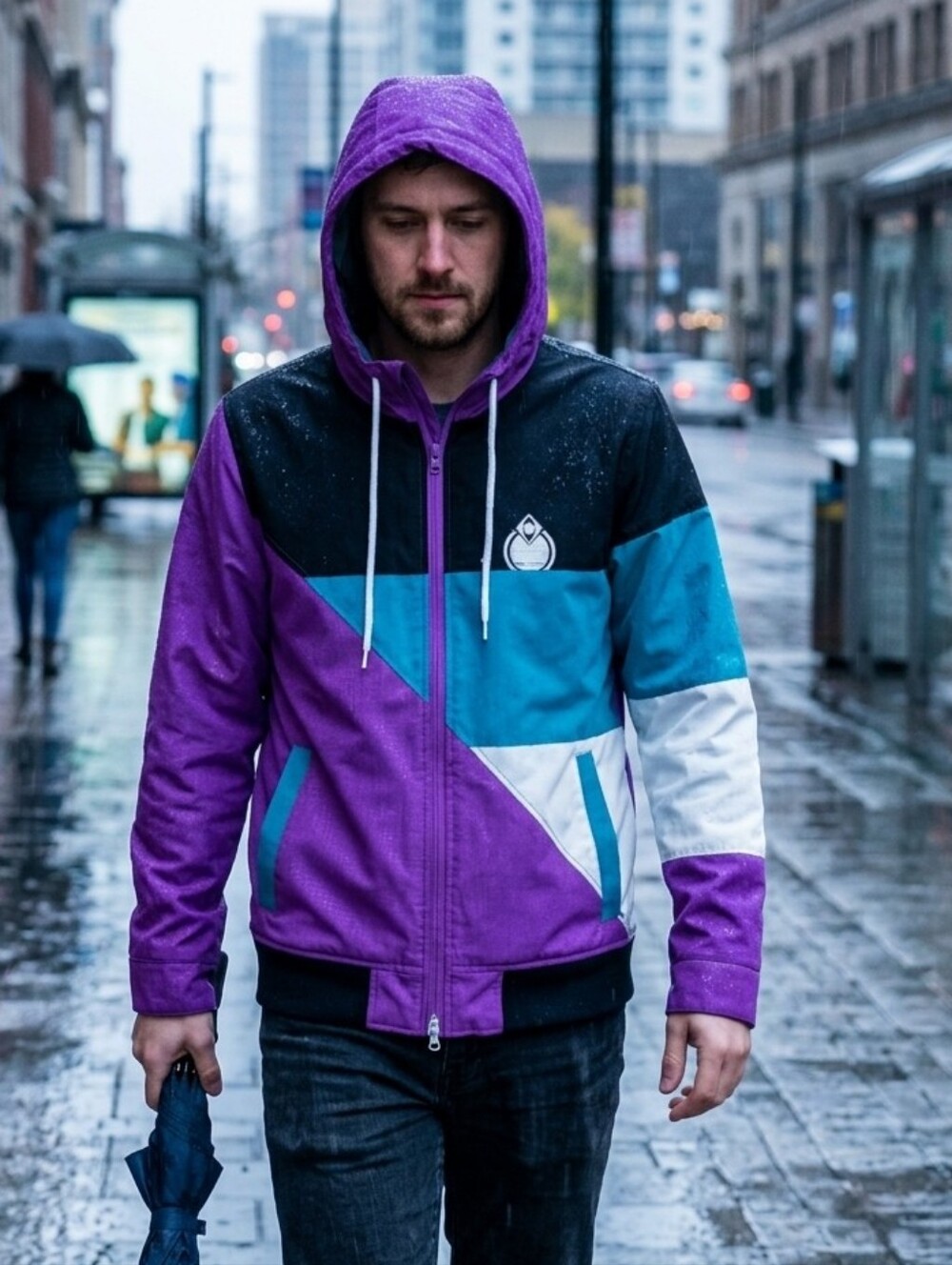 Nomis Waterproof Jacket Size S Purple Teal Colorblock Hooded Winter Coat